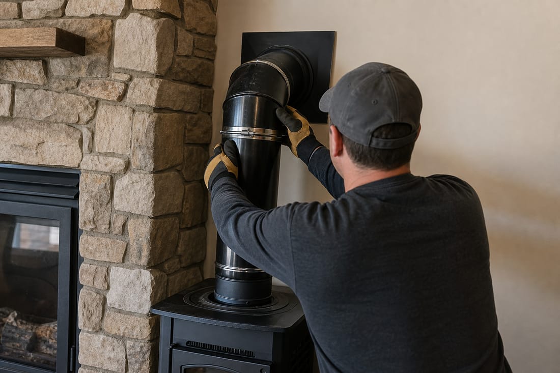 Beispiel: Wartung am Holzofen von hinten